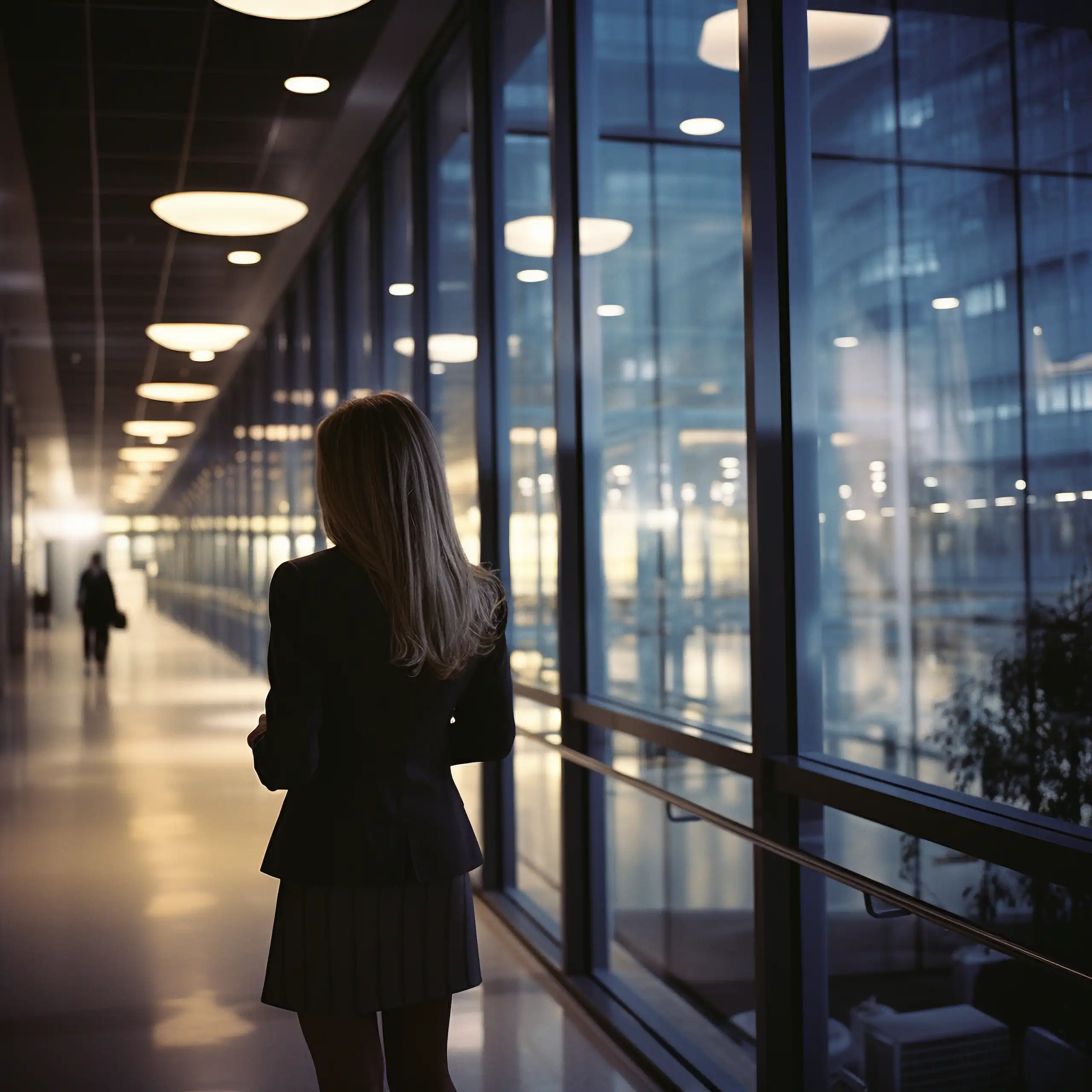 woman walking while working